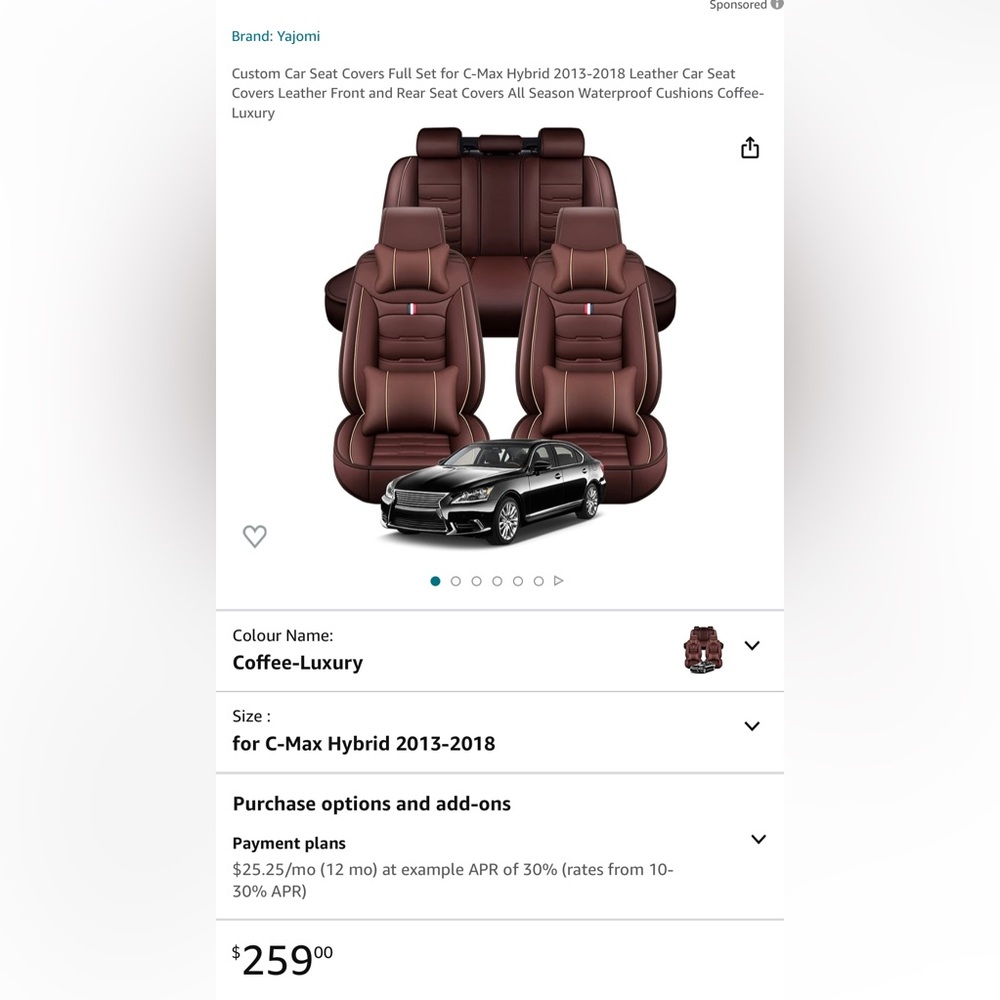 Ford C-max hybrid 2013-2018 seat cover set BROWN NEW